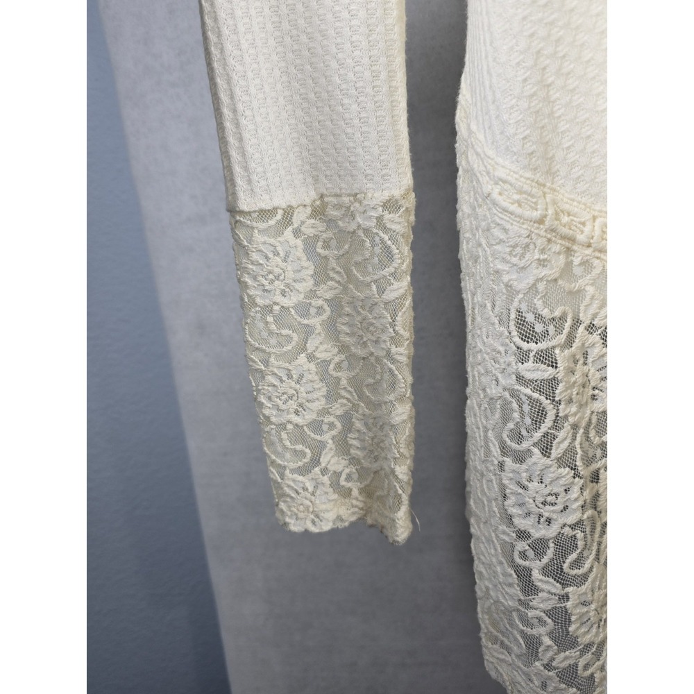 Knox Rose Womens S Sweater/Wrap Ivory Open Front Lace/Crochet Cottage Feminine - Picture 9 of 16